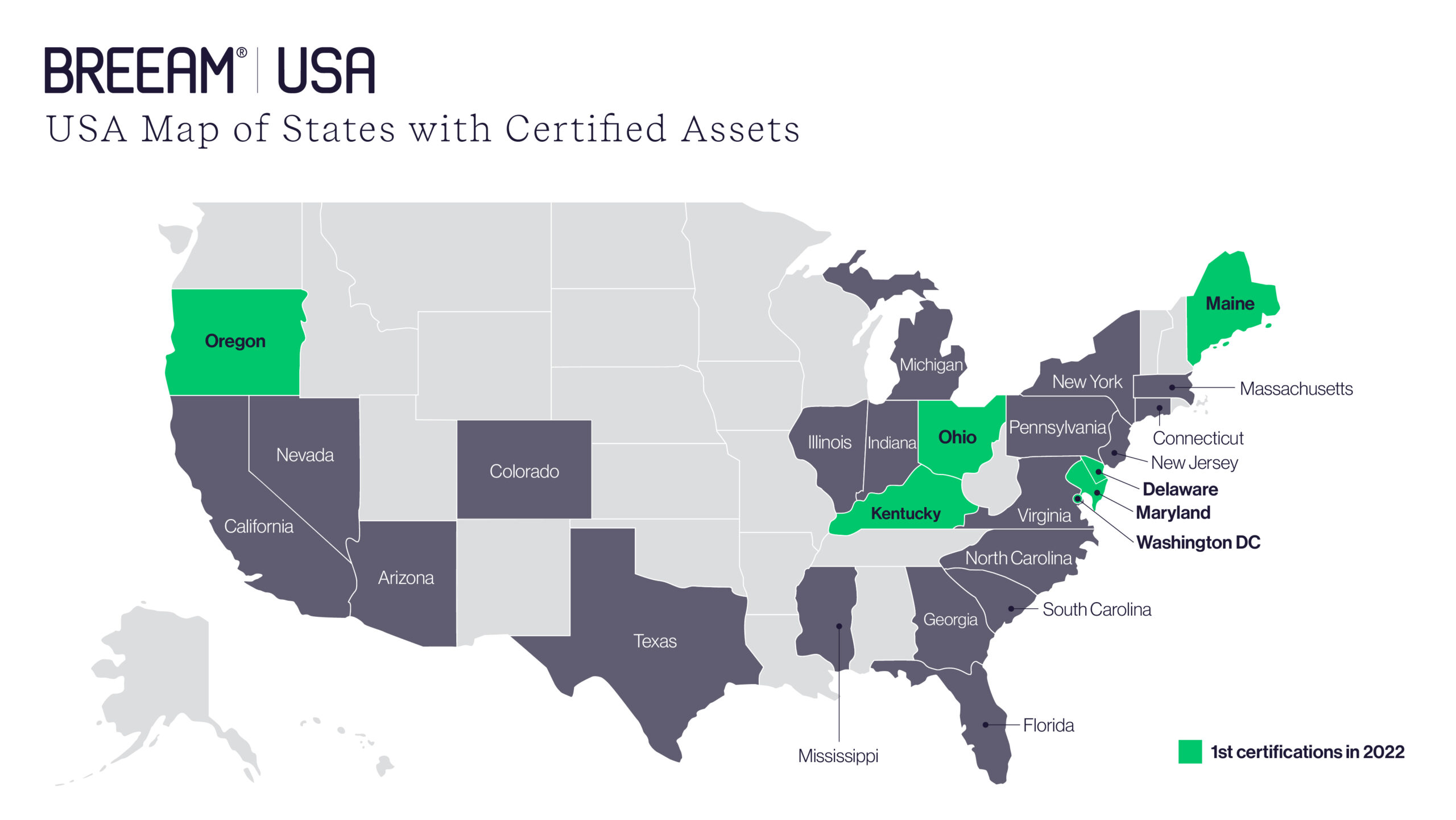 BREEAM USA – USA Map of States with Certified Assets