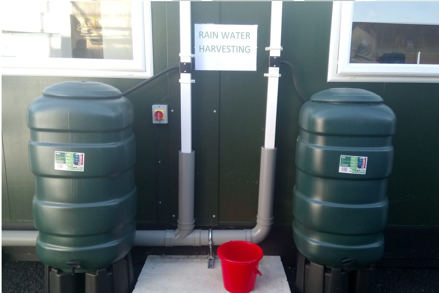 Rainwater harvesting system at Haven Green site office